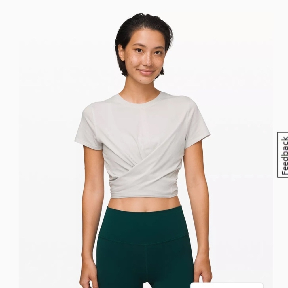 Lululemon Athletica Gray Crop Tie Front T-Shirt